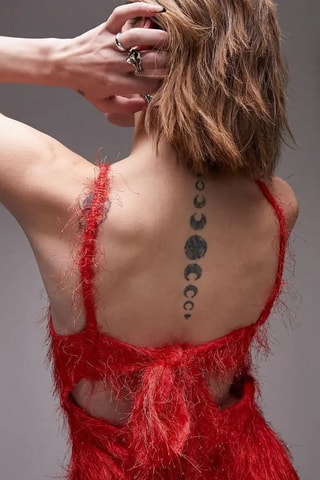 Lange mouwloze jurk - Rood