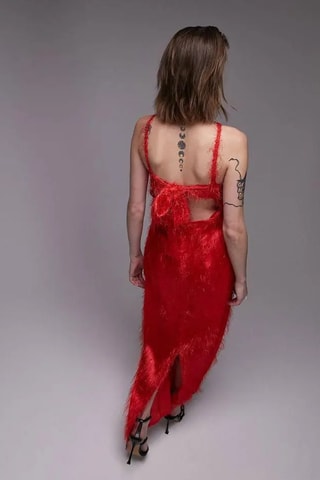 Lange mouwloze jurk - Rood