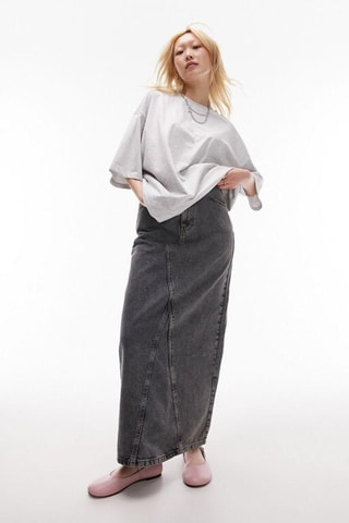 Lange Rok Hoge Taille - Donkergrijs