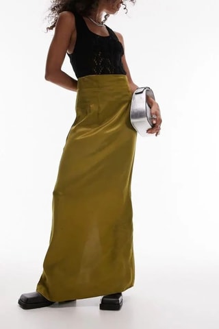 Lange Rok Hoge Taille - Olijfgroen