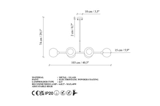 Suspension Benek - Doré - 6 x 40 W
