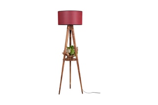Lampadaire en bois - Marron et rouge