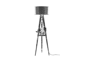 Lampadaire en bois - Marron et rouge