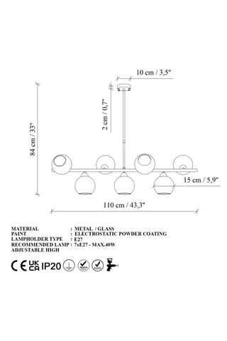 Suspension Benek - Rose - 7 x 40 W