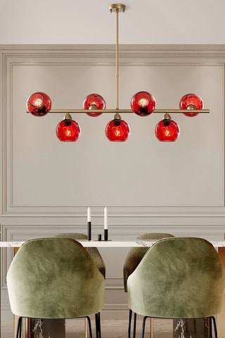 Suspension - Doré et rouge - 7 x 40 W