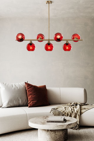 Suspension - Doré et rouge - 7 x 40 W