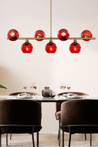 Suspension - Doré et rouge - 7 x 40 W