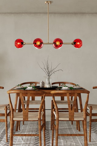 Suspension - Doré et rouge - 6 x 40 W
