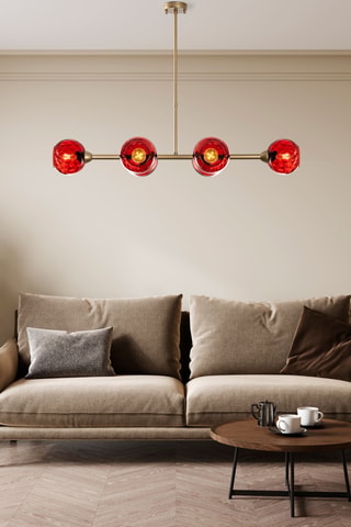 Suspension - Doré et rouge - 6 x 40 W