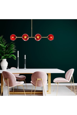 Suspension - Doré et rouge - 6 x 40 W