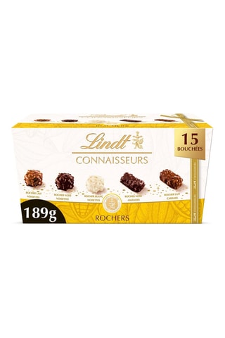 2 x Ballotin rochers connaisseurs Lindt - Chocolat au lait, noir et blanc, praliné - 15 bouchées - 189 g