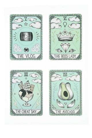 12 Stickers Tarot - Groen en Wit