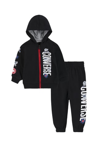 Sudadera con capucha y pantalón de chándal  - Negro