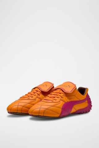 Zapatillas de piel - Naranja y fucsia