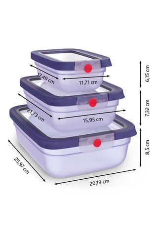 3 boîtes de conservation OneClick - 0,5 l / 1,2 l / 2,3 l