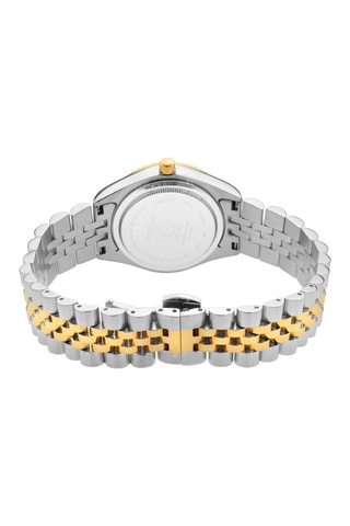 Reloj de cuarzo de acero, nácar y diamantes Naples - Plateado, dorado y blanco