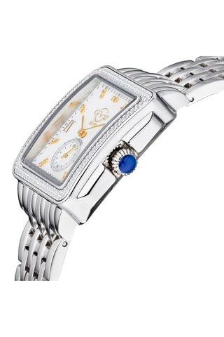 Reloj de cuarzo de acero, nácar y diamantes Bari Tortoise - Subesfera de segundos - Plateado