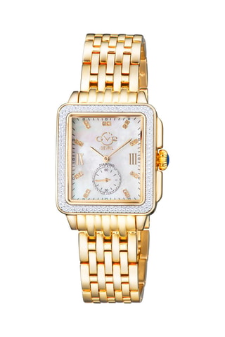 Reloj de cuarzo de acero, nácar y diamantes Bari Tortoise - Subesfera de segundos