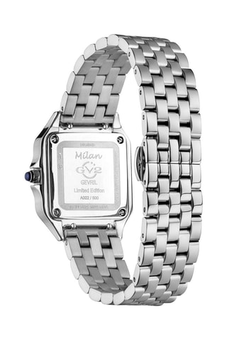 Reloj de cuarzo de acero y diamantes - Plateado, blanco y negro