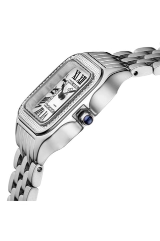 Reloj de cuarzo de acero y diamantes - Plateado, blanco y negro