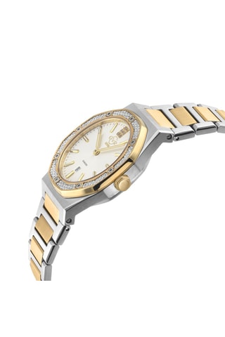 Reloj de cuarzo de acero y diamantes Palmanova - Plateado, dorado y blanco