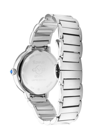 Reloj de cuarzo de acero y diamantes Rome - Plateado y blanco