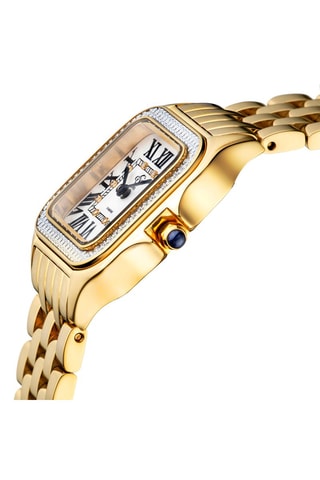 Reloj de cuarzo chapado en ion de oro amarillo y diamantes - Dorado, blanco y negro