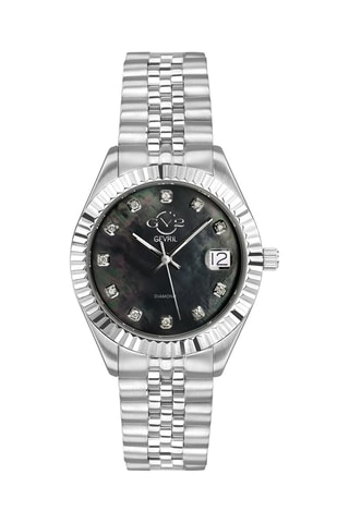 Reloj de cuarzo de acero, nácar y diamantes Naples