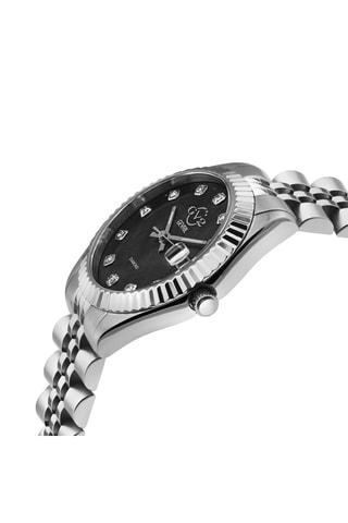 Reloj de cuarzo de acero, nácar y diamantes Naples