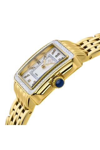 Reloj de cuarzo de acero, nácar, diamante y piedras preciosas - Dorado