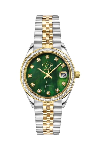 Reloj de cuarzo de acero, nácar y diamantes Turin
