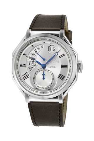 Reloj de cuarzo de piel Marchese - Plateado y marrón
