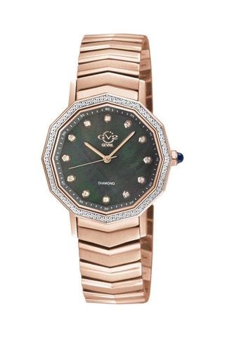 Reloj de cuarzo chapado en ion de oro rosa, nácar y diamantes Spello 2