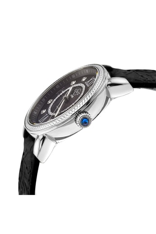 Reloj de cuarzo de piel, nácar y diamantes