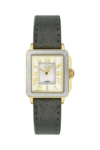 Reloj de cuarzo de piel bañado en oro fino amarillo y diamantes Padova