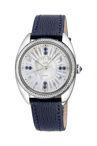 Reloj de cuarzo de piel, nácar y diamantes Palermo