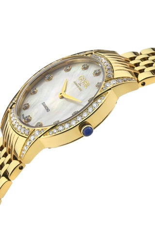 Reloj de cuarzo de acero y diamantes
