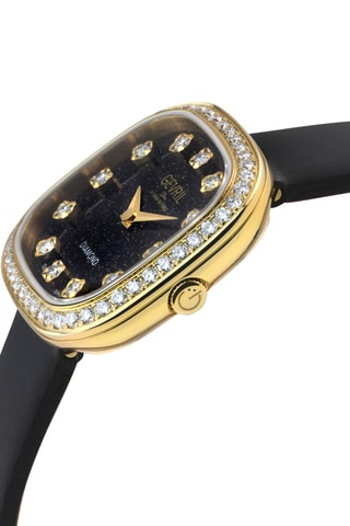 Reloj de cuarzo de piel, chapado en oro amarillo y diamantes