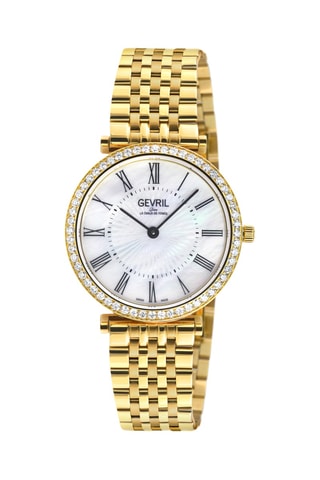 Montre à quartz en plaqué ion or jaune et diamants