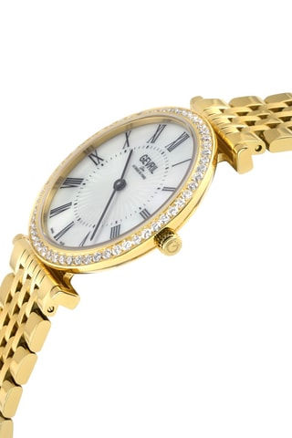 Montre à quartz en plaqué ion or jaune et diamants