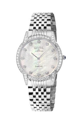 Montre à quartz en acier et diamants