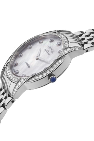 Montre à quartz en acier et diamants
