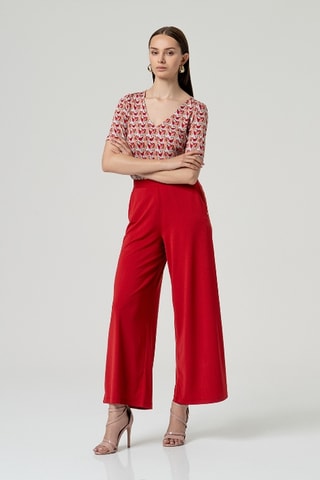 Pantalon taille haute - Rouge