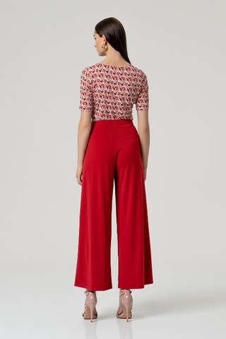 Pantalon taille haute - Rouge