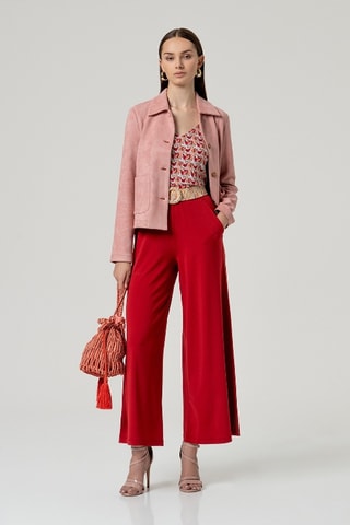 Pantalon taille haute - Rouge