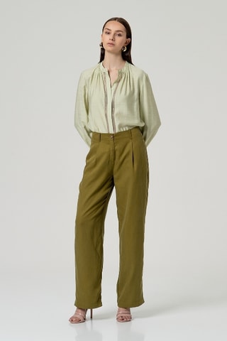 Pantalon taille haute - Kaki