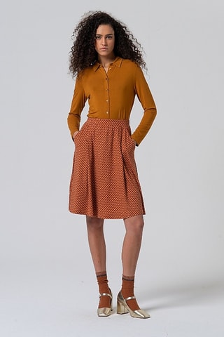 Jupe patineuse taille haute - Camel