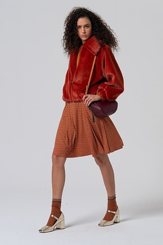 Jupe patineuse taille haute - Camel