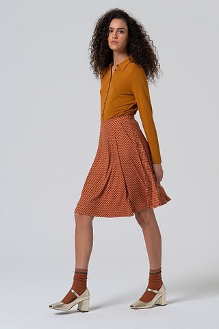 Jupe patineuse taille haute - Camel