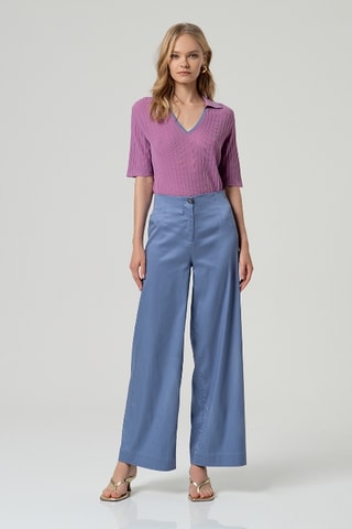 Pantalon taille haute - Bleu clair